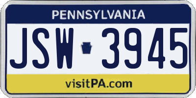 PA license plate JSW3945