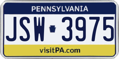 PA license plate JSW3975