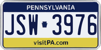 PA license plate JSW3976