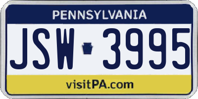 PA license plate JSW3995