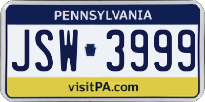 PA license plate JSW3999