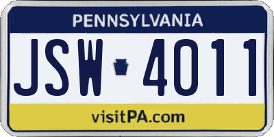 PA license plate JSW4011