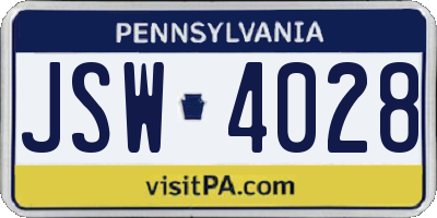 PA license plate JSW4028