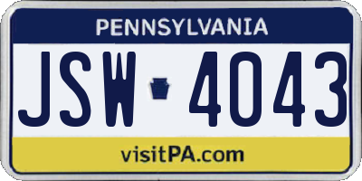 PA license plate JSW4043