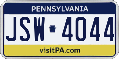 PA license plate JSW4044