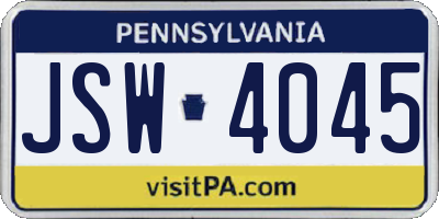 PA license plate JSW4045