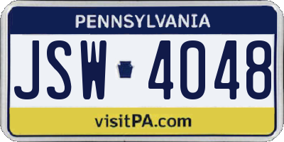 PA license plate JSW4048