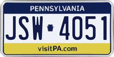 PA license plate JSW4051