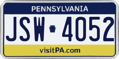 PA license plate JSW4052