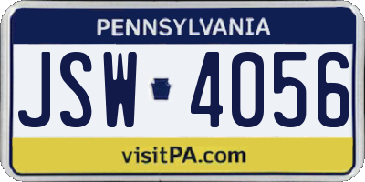 PA license plate JSW4056