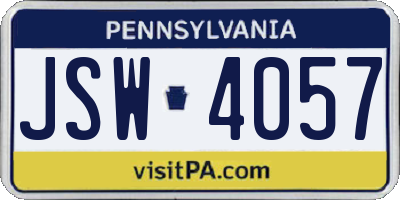 PA license plate JSW4057