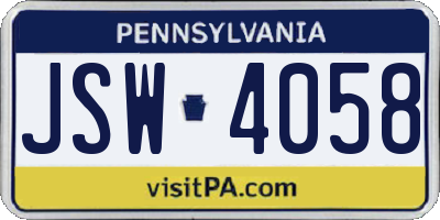 PA license plate JSW4058