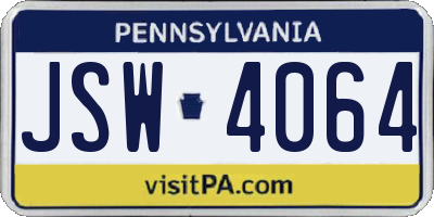 PA license plate JSW4064