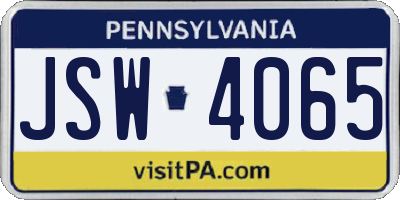 PA license plate JSW4065