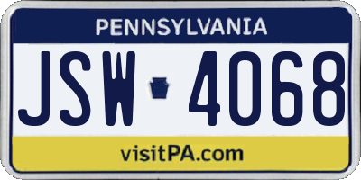 PA license plate JSW4068