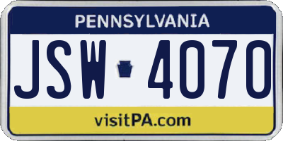 PA license plate JSW4070