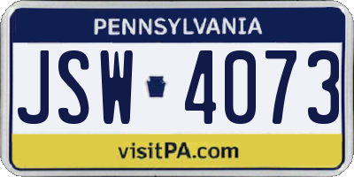 PA license plate JSW4073