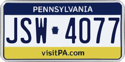PA license plate JSW4077
