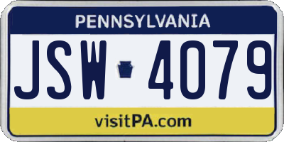 PA license plate JSW4079
