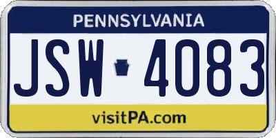 PA license plate JSW4083