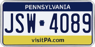 PA license plate JSW4089