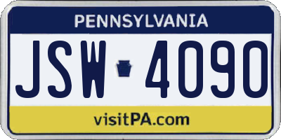 PA license plate JSW4090