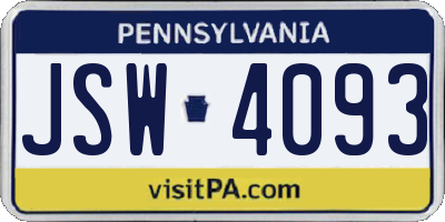 PA license plate JSW4093