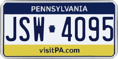 PA license plate JSW4095