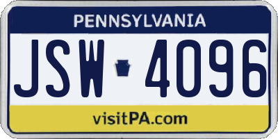 PA license plate JSW4096