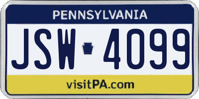 PA license plate JSW4099
