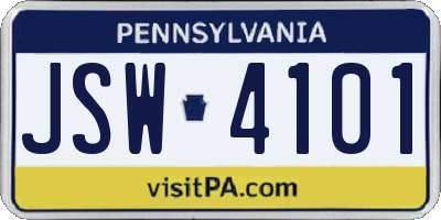 PA license plate JSW4101