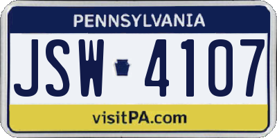 PA license plate JSW4107