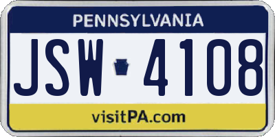 PA license plate JSW4108