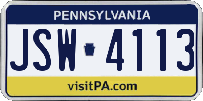 PA license plate JSW4113