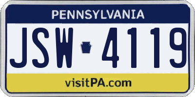 PA license plate JSW4119