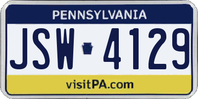 PA license plate JSW4129