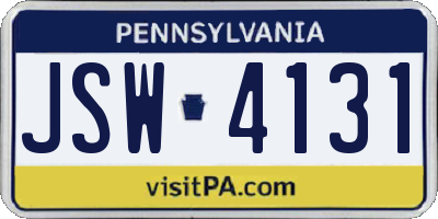 PA license plate JSW4131
