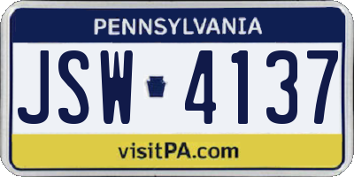 PA license plate JSW4137