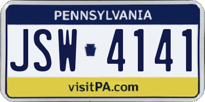PA license plate JSW4141