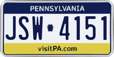 PA license plate JSW4151