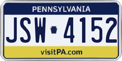 PA license plate JSW4152