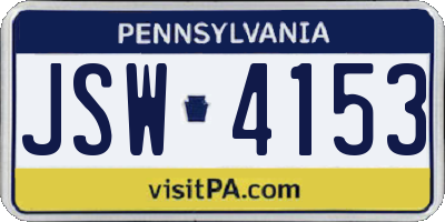 PA license plate JSW4153