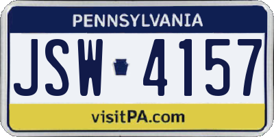 PA license plate JSW4157