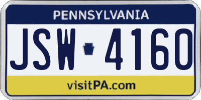 PA license plate JSW4160