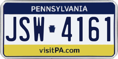 PA license plate JSW4161