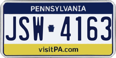 PA license plate JSW4163