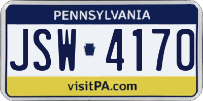 PA license plate JSW4170