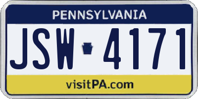 PA license plate JSW4171