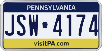 PA license plate JSW4174