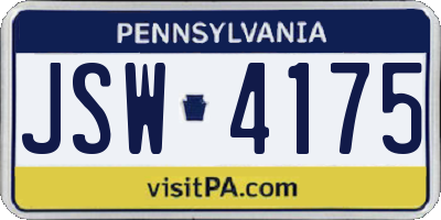 PA license plate JSW4175